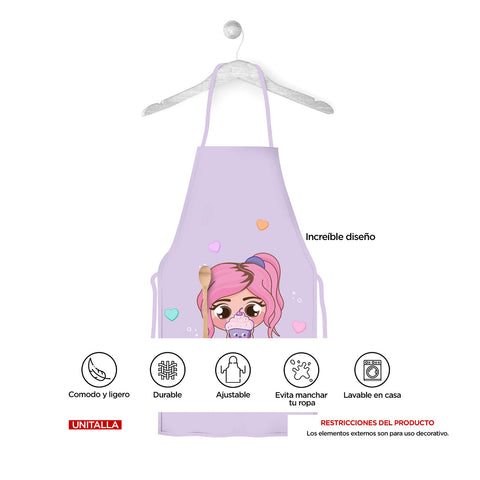 Mandil Lila Unitalla Dulces Corazones