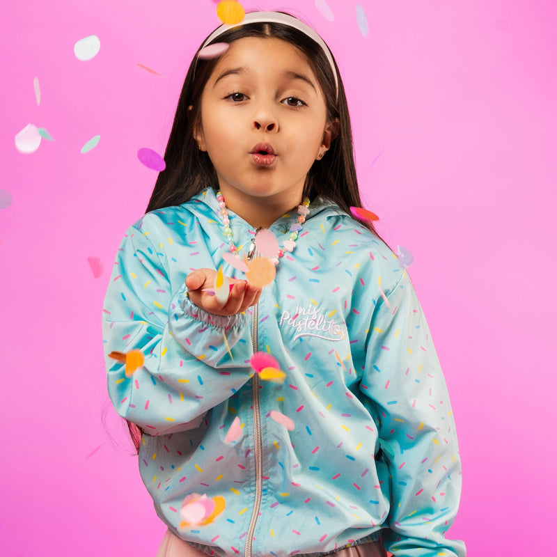 Chamarra Rompevientos con Capucha Color Menta