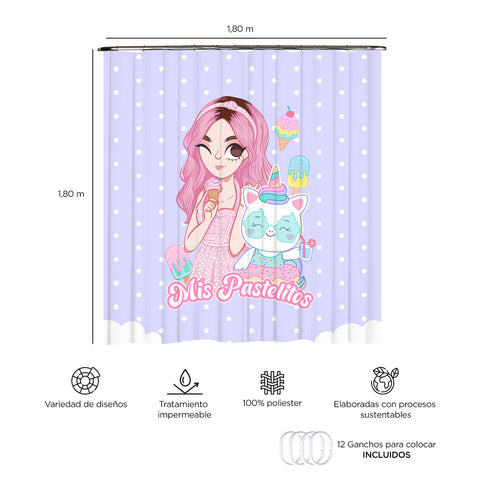 Cortina de Baño Mis Pastelitos