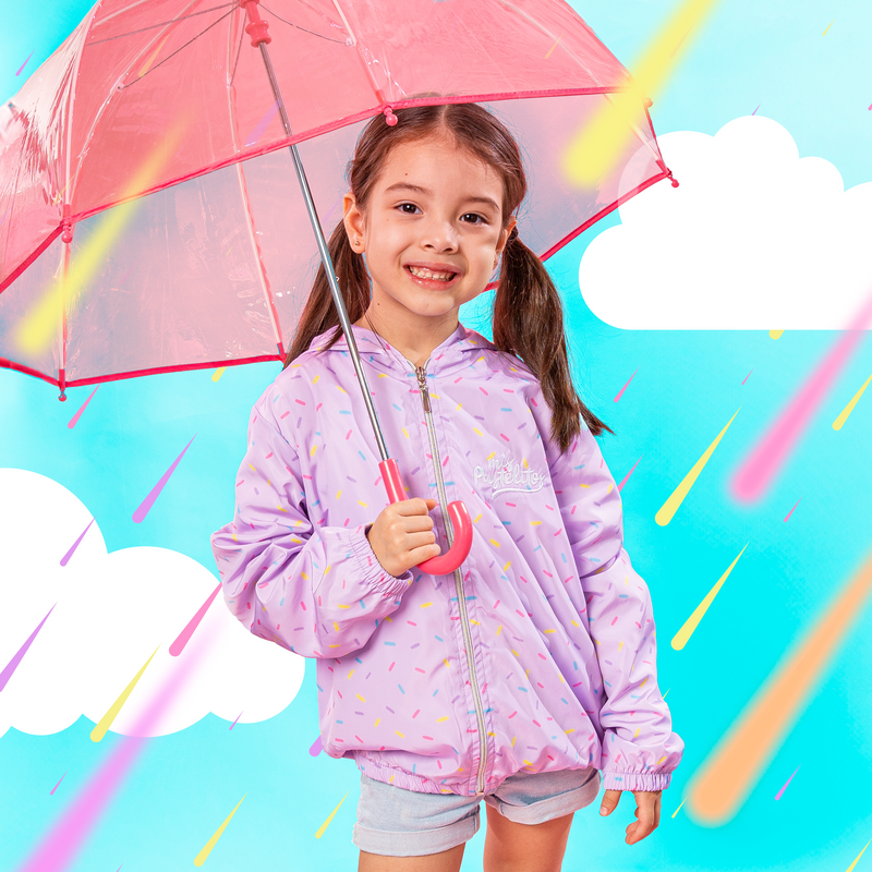 Chamarra Rompevientos con Capucha Color Lila