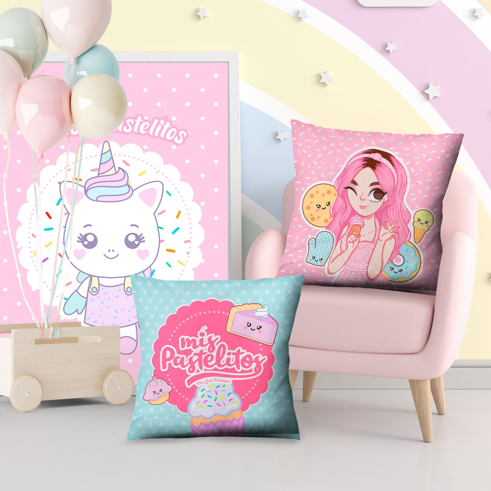Cojín Mis Pastelitos Ice Cream cuadrado